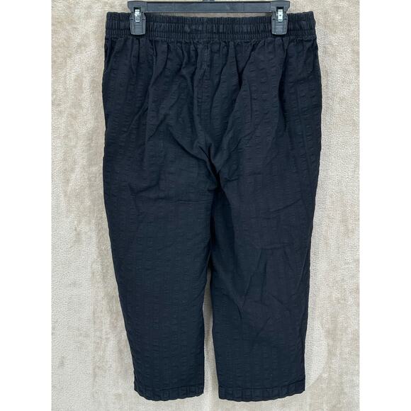 Woman Within Pants Women 14W Cropped Pull On Textured Lounge Relaxed 100% Cotton - Picture 2 of 8